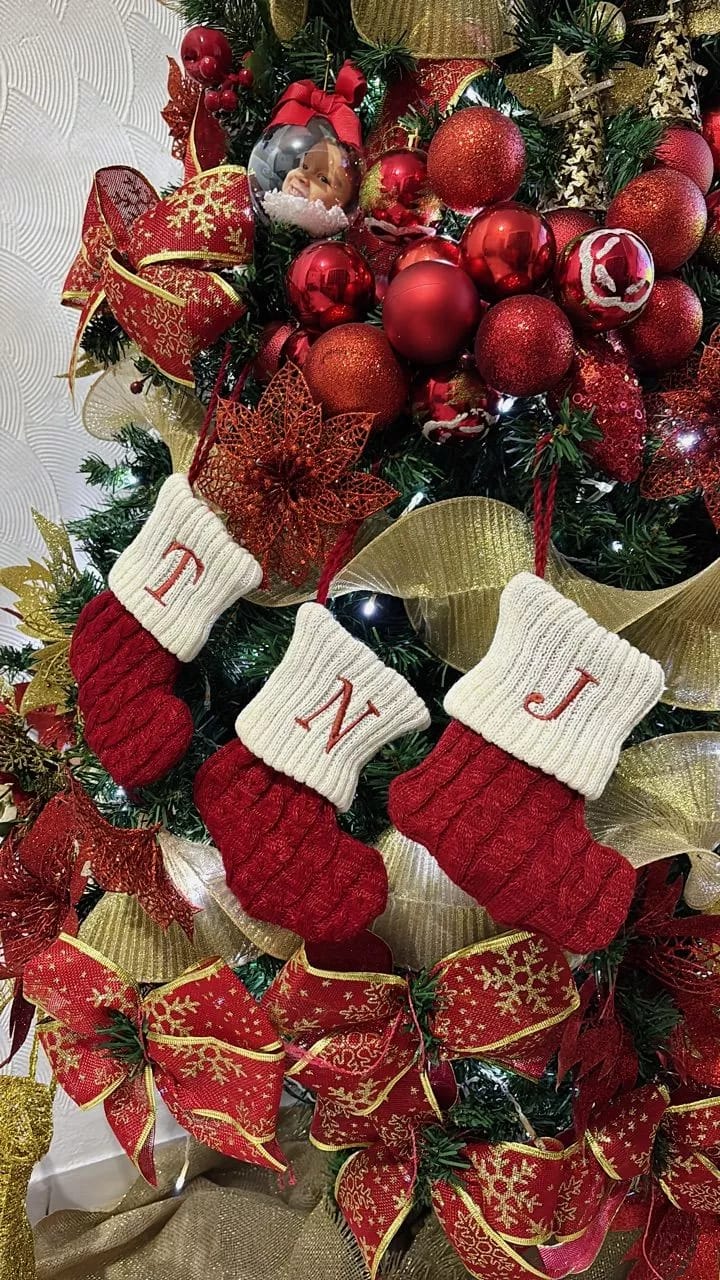 Customer photo review of Decoração de Natal Meia com Letra do Alfabeto