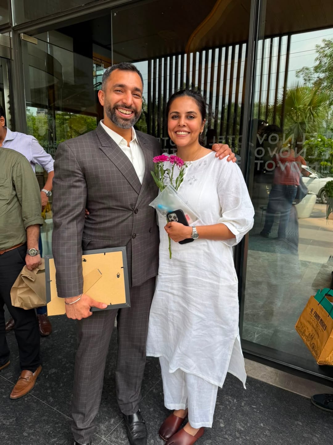 Customer photo review of Pristine White Linen Kurta Set