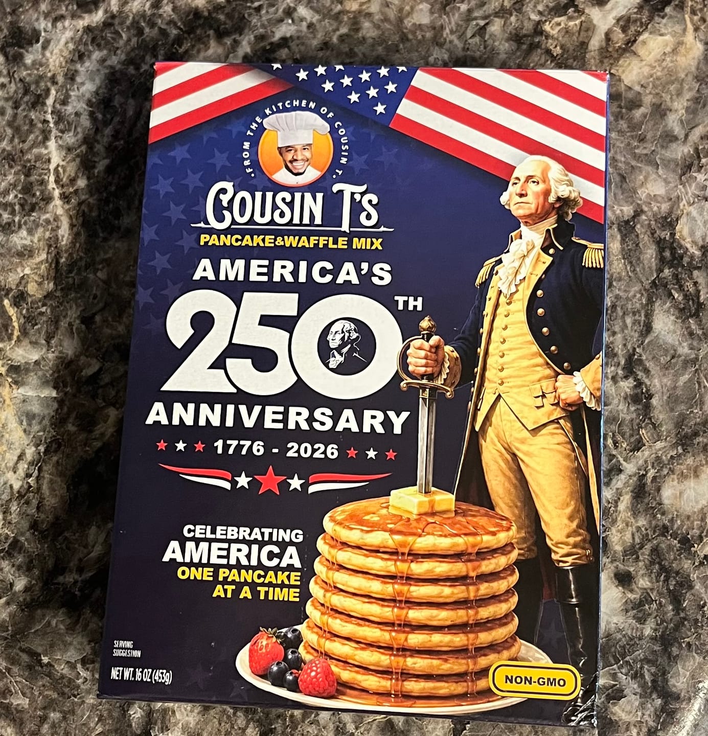 Customer photo review of Cousin T's 250th Anniversary Pancake & Waffle Mix (2 Pack)