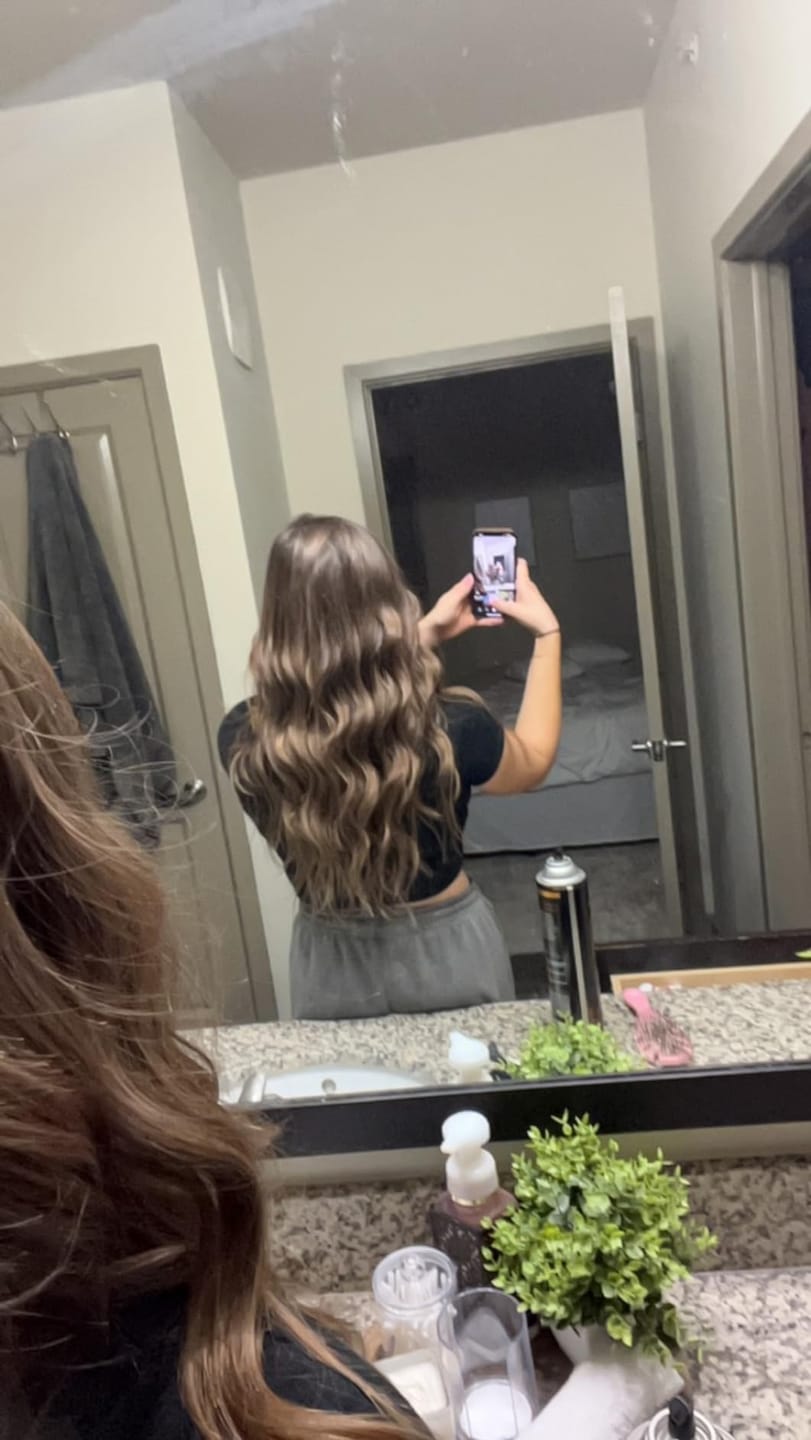 Customer photo review of [Pre Order] 6x6 Inches Virgin Human Hair Toppers Fishnet Base Balayage Brown #2/8/2