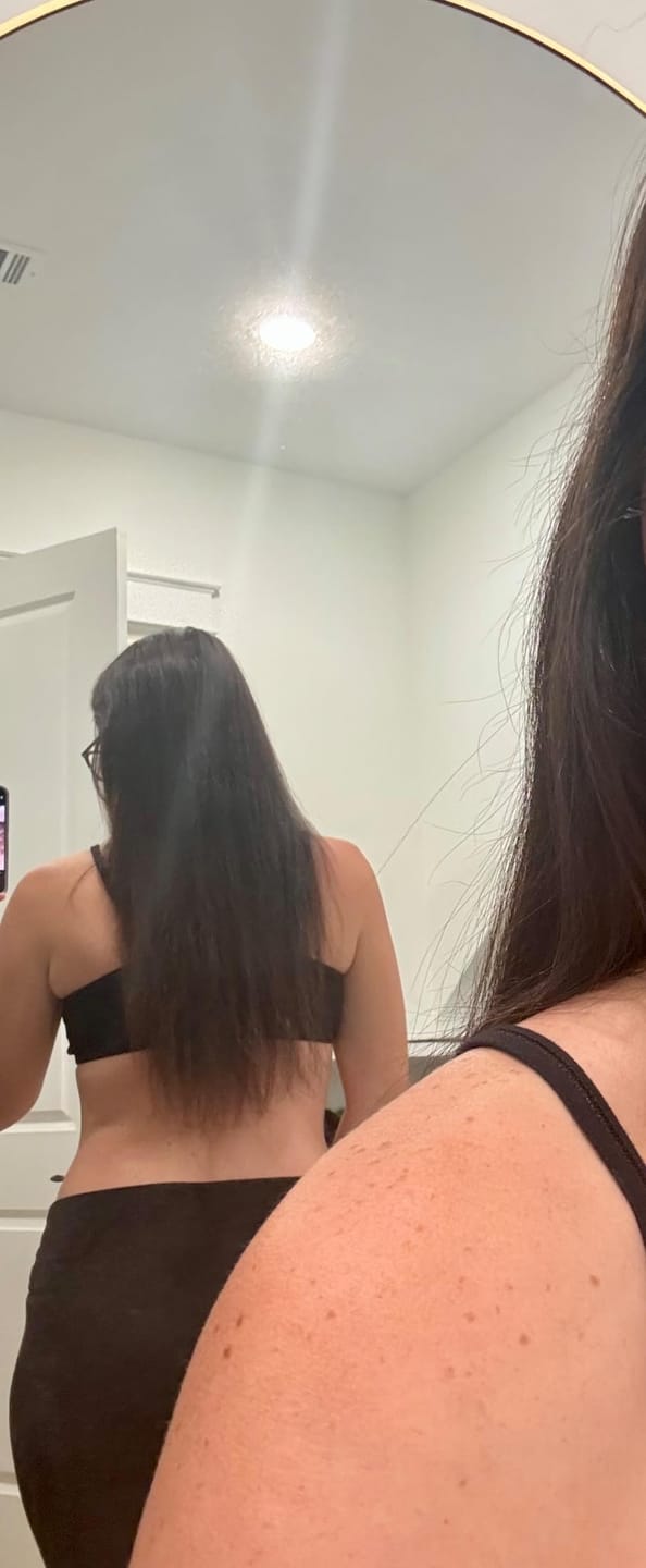 Customer photo review of 100% Real Virgin Human Hair Keratin Tip Pre Bonded Hair Extensions Darkest Brown (#2)