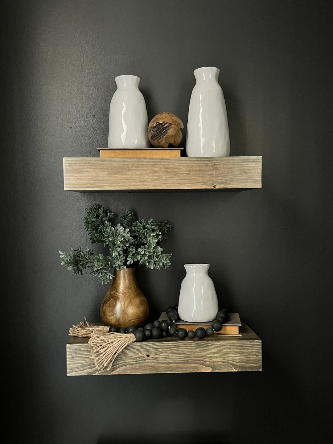 Customer photo review of Modern 3" Thick Pine Floating Shelves