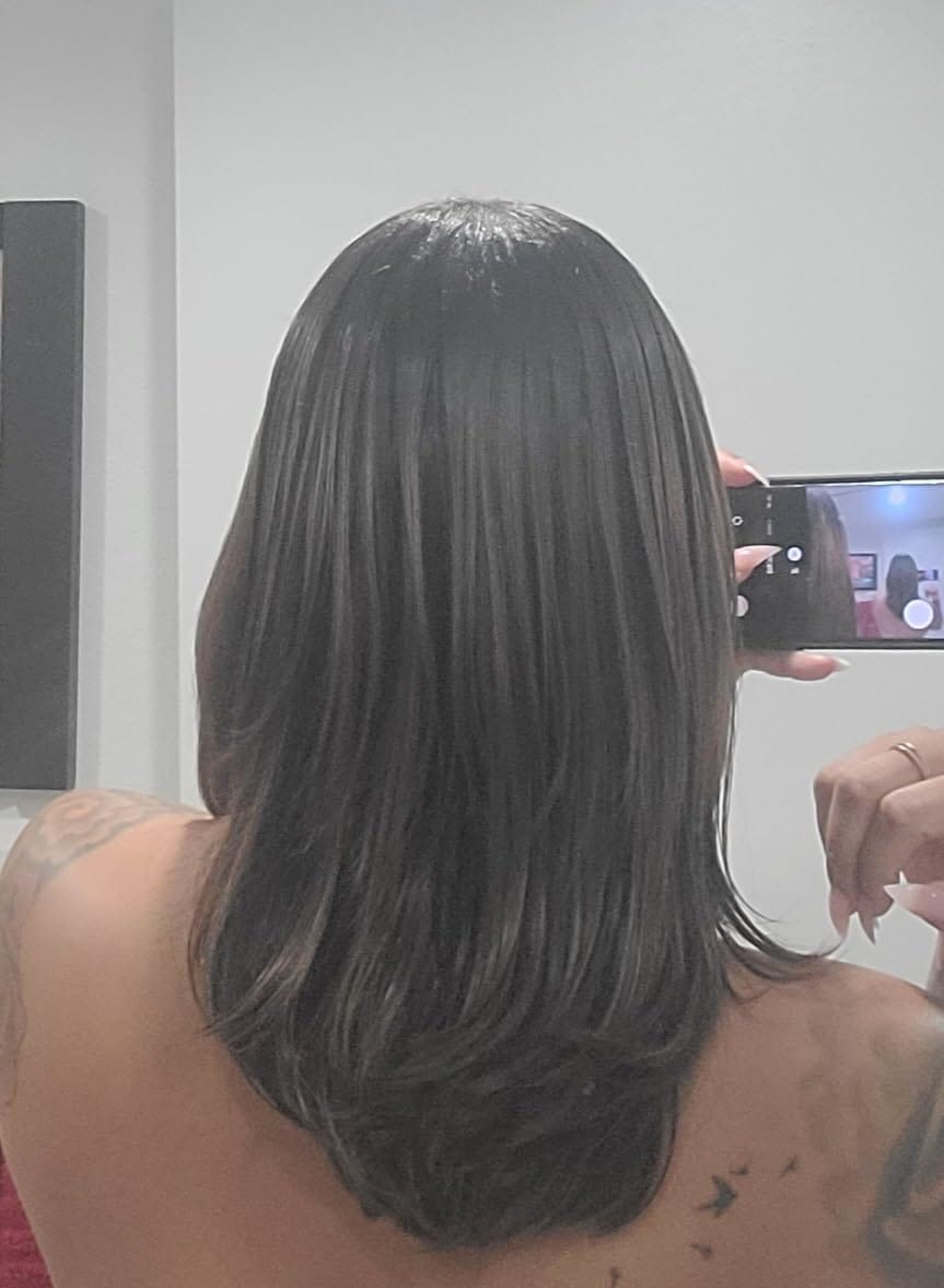Customer photo review of 3x5 Inches Virgin Human Hair Toppers Mono Base Off Black #1B