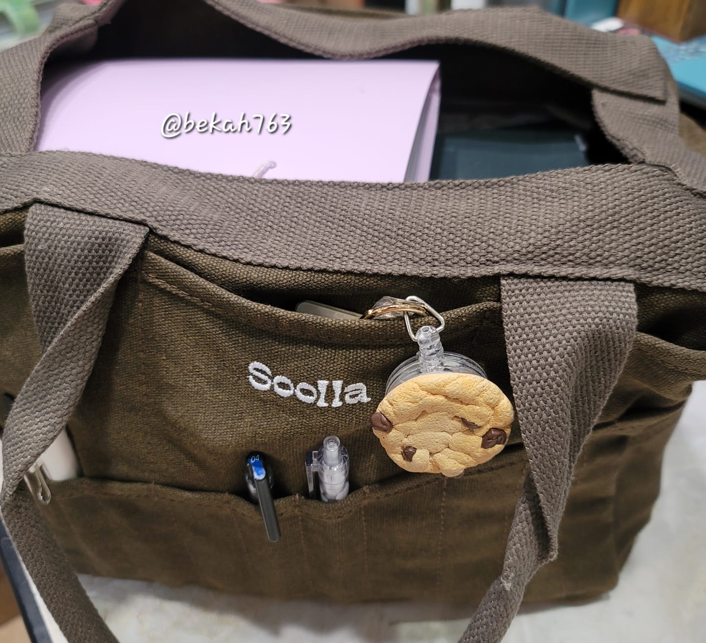Customer photo review of Soolla Studio Bag + Pouch Bundle, Coffee Bean
