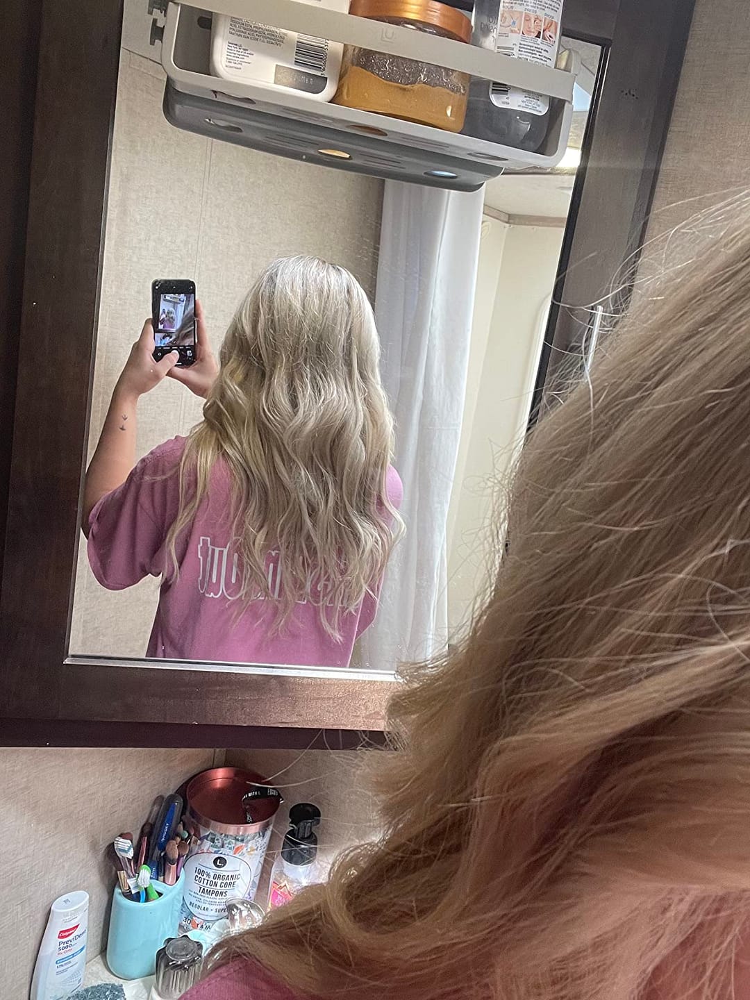 Customer photo review of 3x5 Inches Virgin Human Hair Toppers Mono Base Platinum Blonde #60