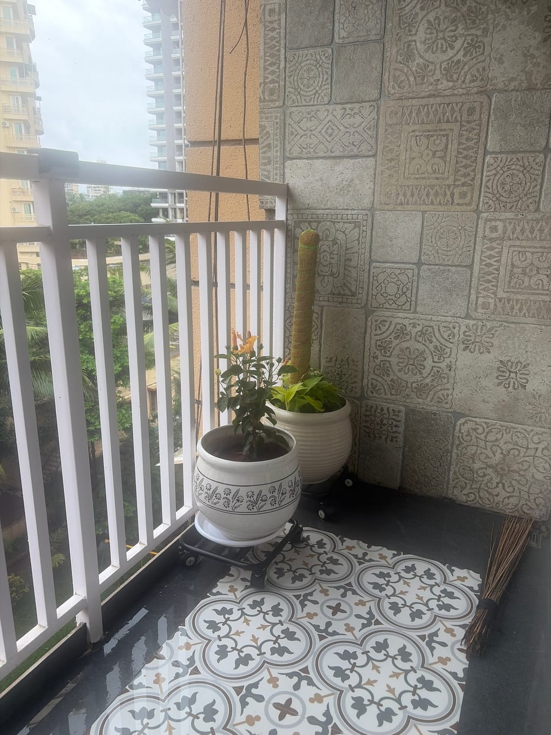 Customer photo review of TryGreen Daze Wheel Rolling Plant Stand for Planters
