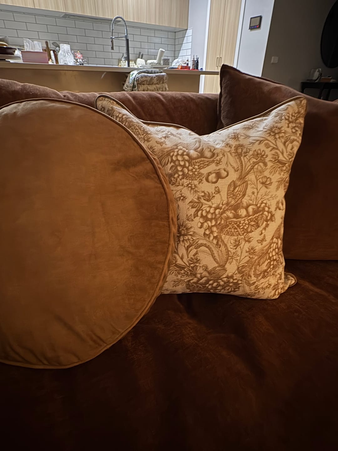 Customer photo review of Gold Toile Cushion Cover 50x50cm
