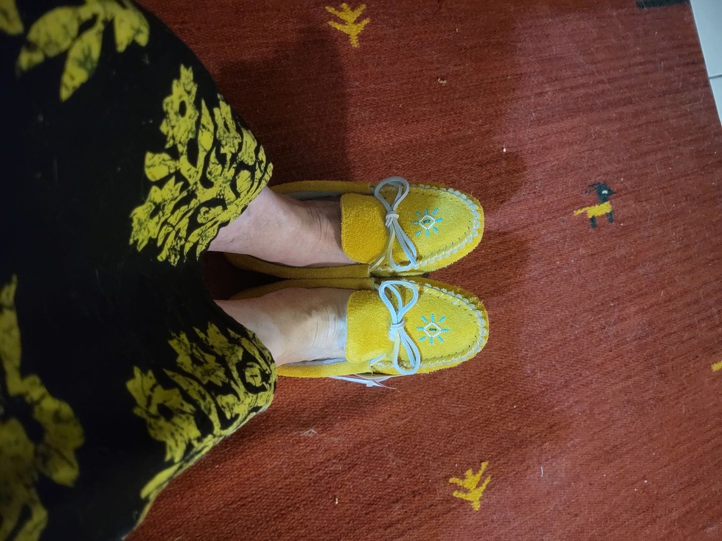 Customer photo review of Women's Fleece Lined Beaded Suede Moccasins