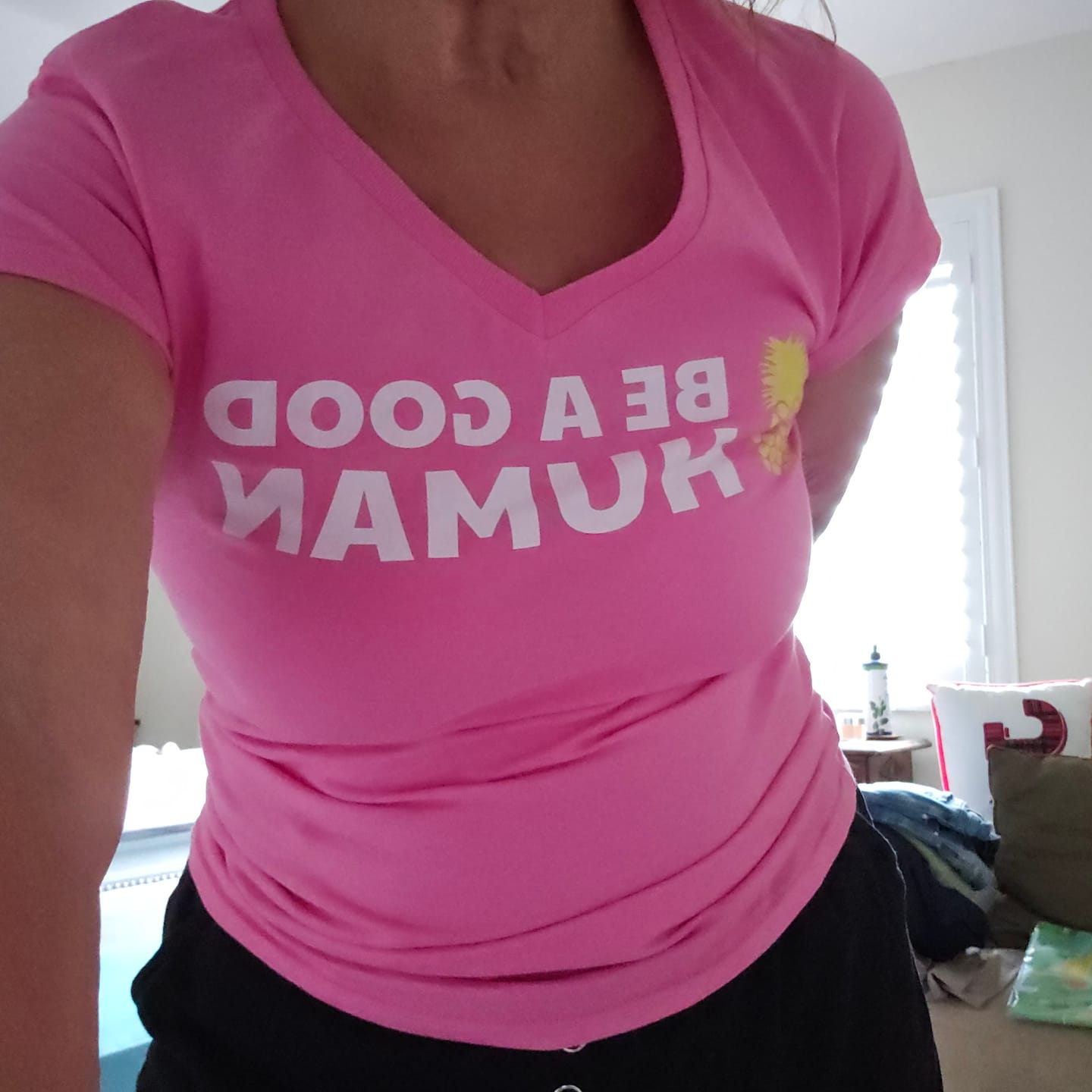 Customer photo review of Be A Good Human Main WOMEN'S V-NECK
