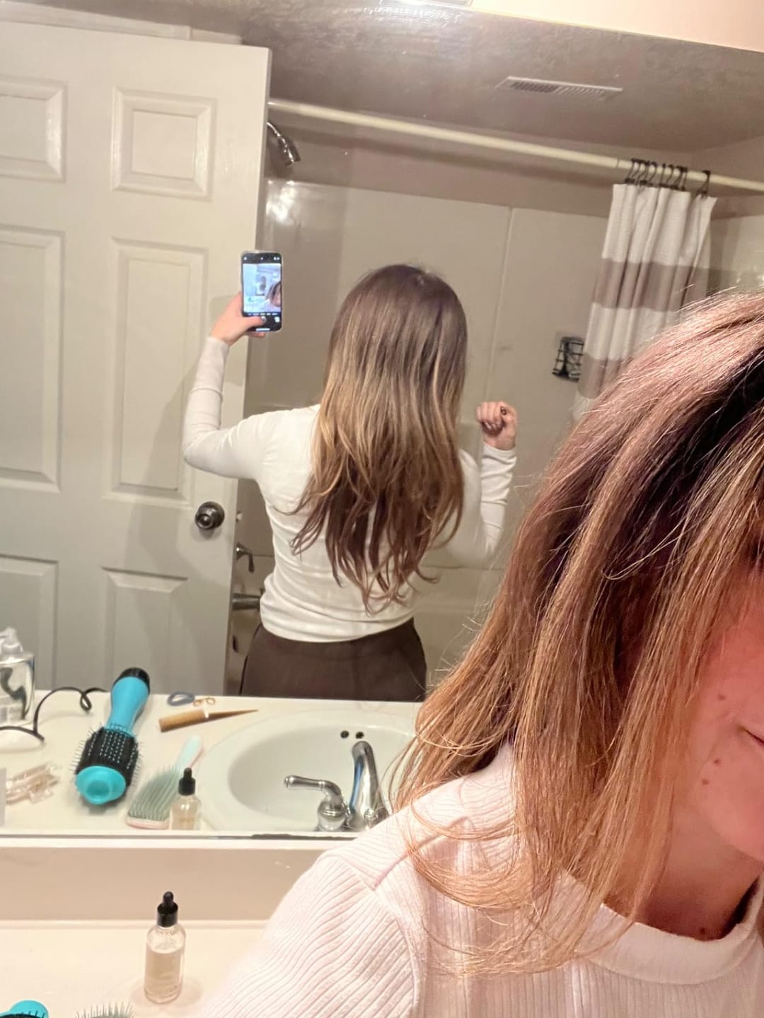 Customer photo review of [Pre Order] 6x6 Inches Virgin Human Hair Toppers Fishnet Base Balayage Brown #4/4/27
