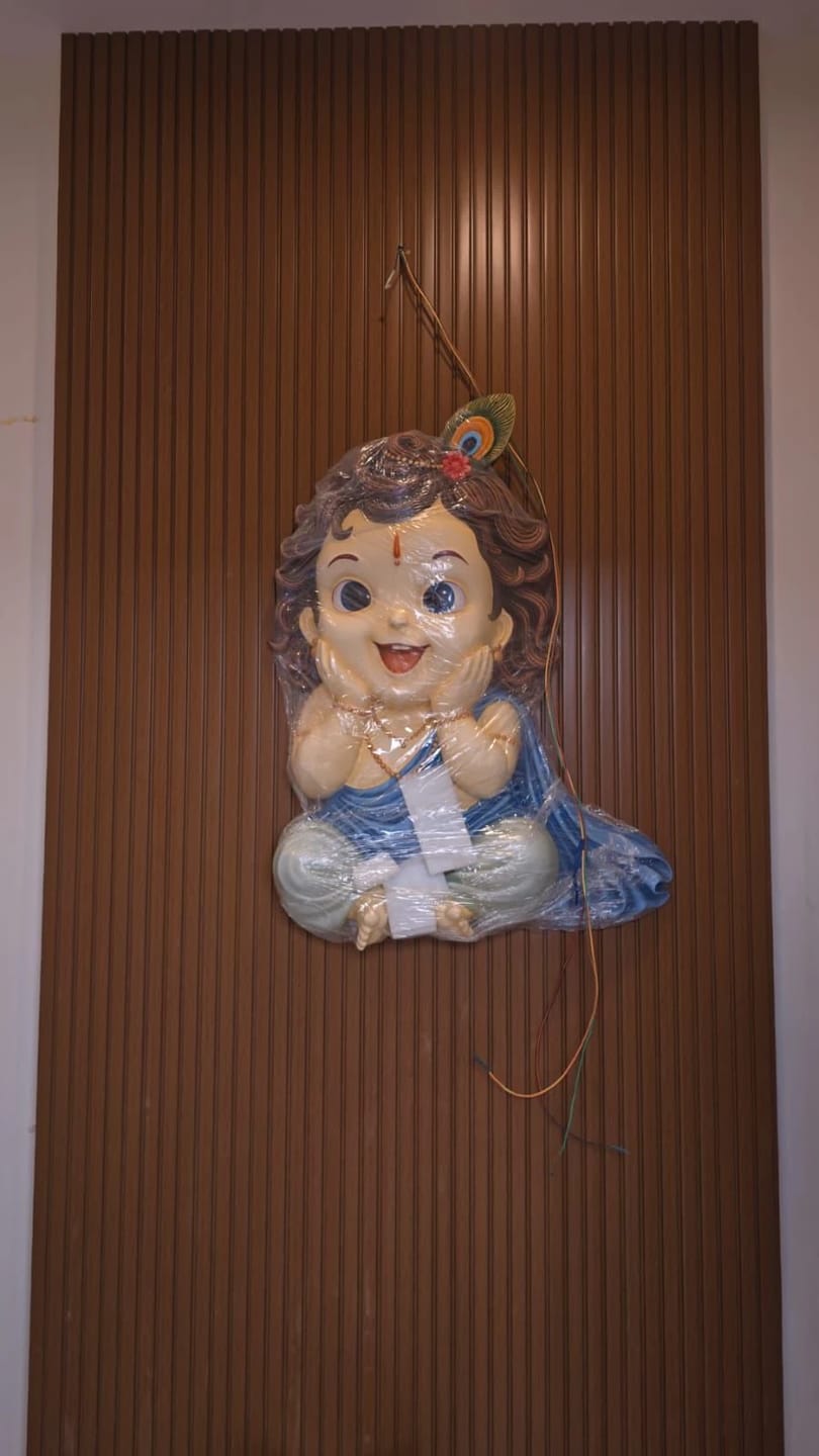 Customer photo review of Cute Little Krishna 3D Wall Mural 3x2 ft | Kids Room Artwork
