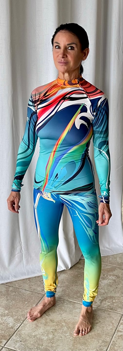 Customer photo review of Swim Leggings for Women UPF 50+| Mystica - Yellow-Blue