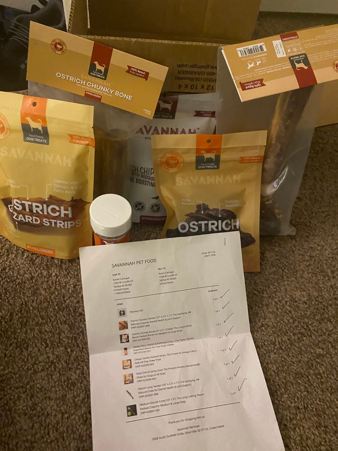 Customer photo review of Medium Ostrich Cane (10" x 3"): The Long-Lasting, Flavor-Packed Chew for Medium & Large Dogs