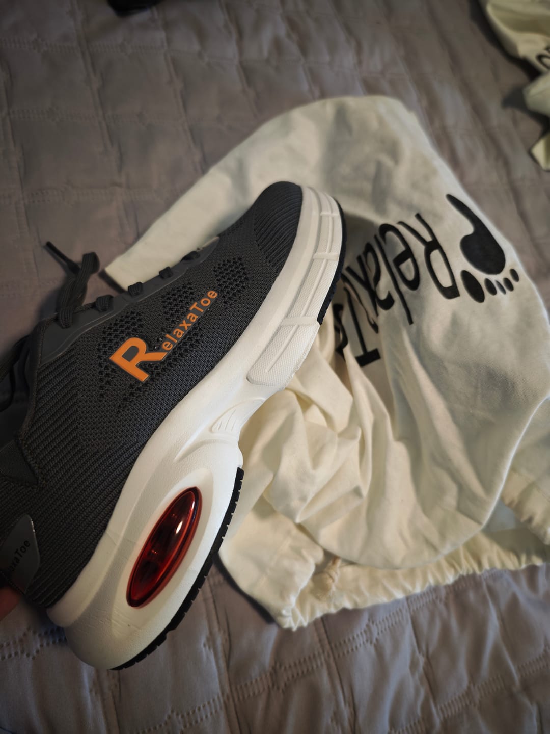 Customer photo review of RelaxaToe Hands-Free Wide Toe Box Walking Shoes