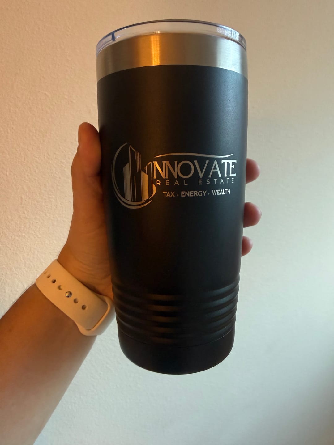 Customer photo review of Custom Tumblers 20 oz with your Logo or Design Engraved - Special Bulk Wholesale Pricing
