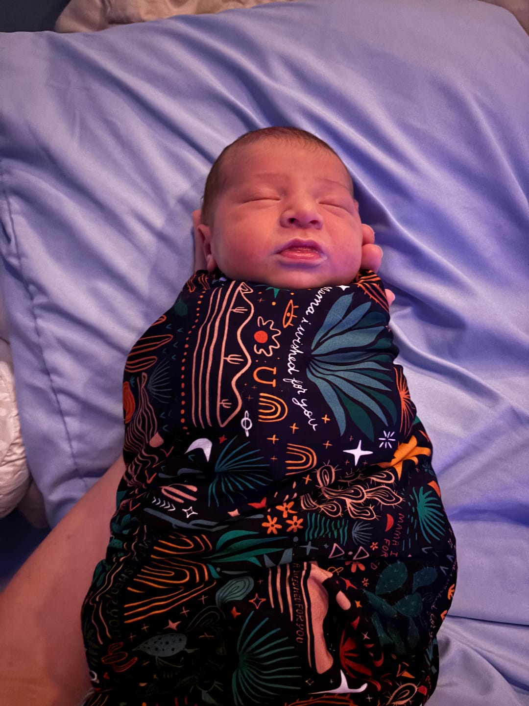 Customer photo review of The Forever Swaddle Blanket | Wanderlust