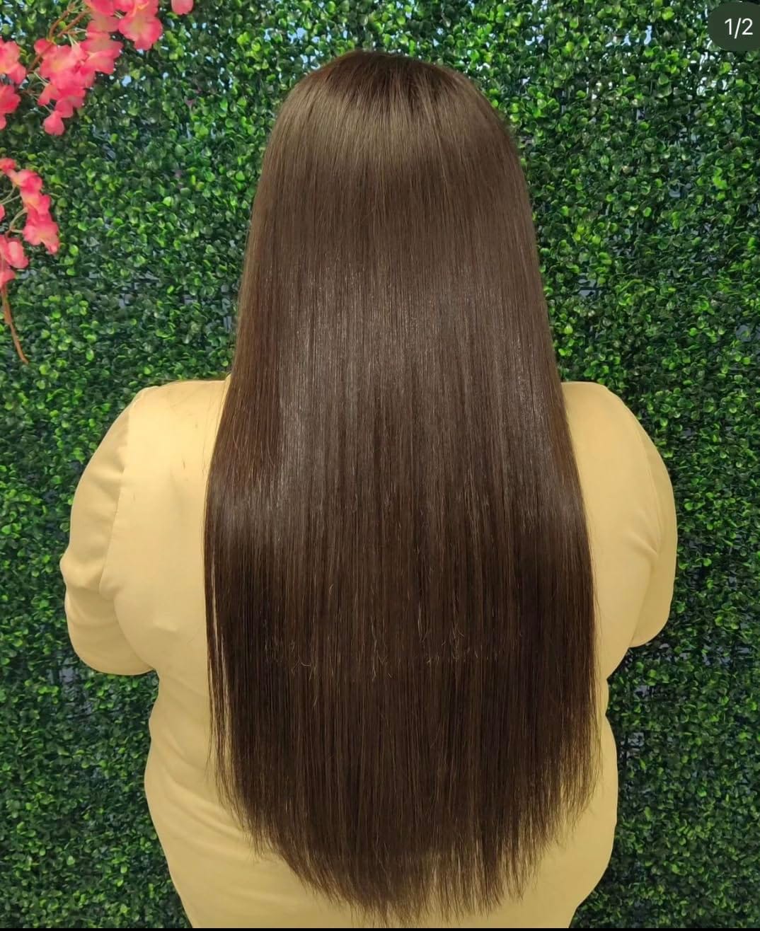 Customer photo review of Professional K Tip Human Hair Extensions 100% Virgin Human Hair Medium Brown (#4)