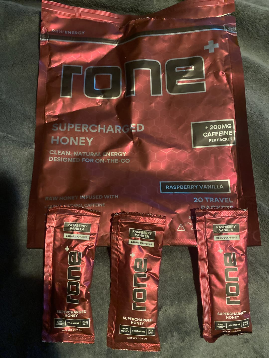 Customer photo review of 200mg Caffeine - Raspberry Vanilla - SuperCharged Honey (20-Pack)