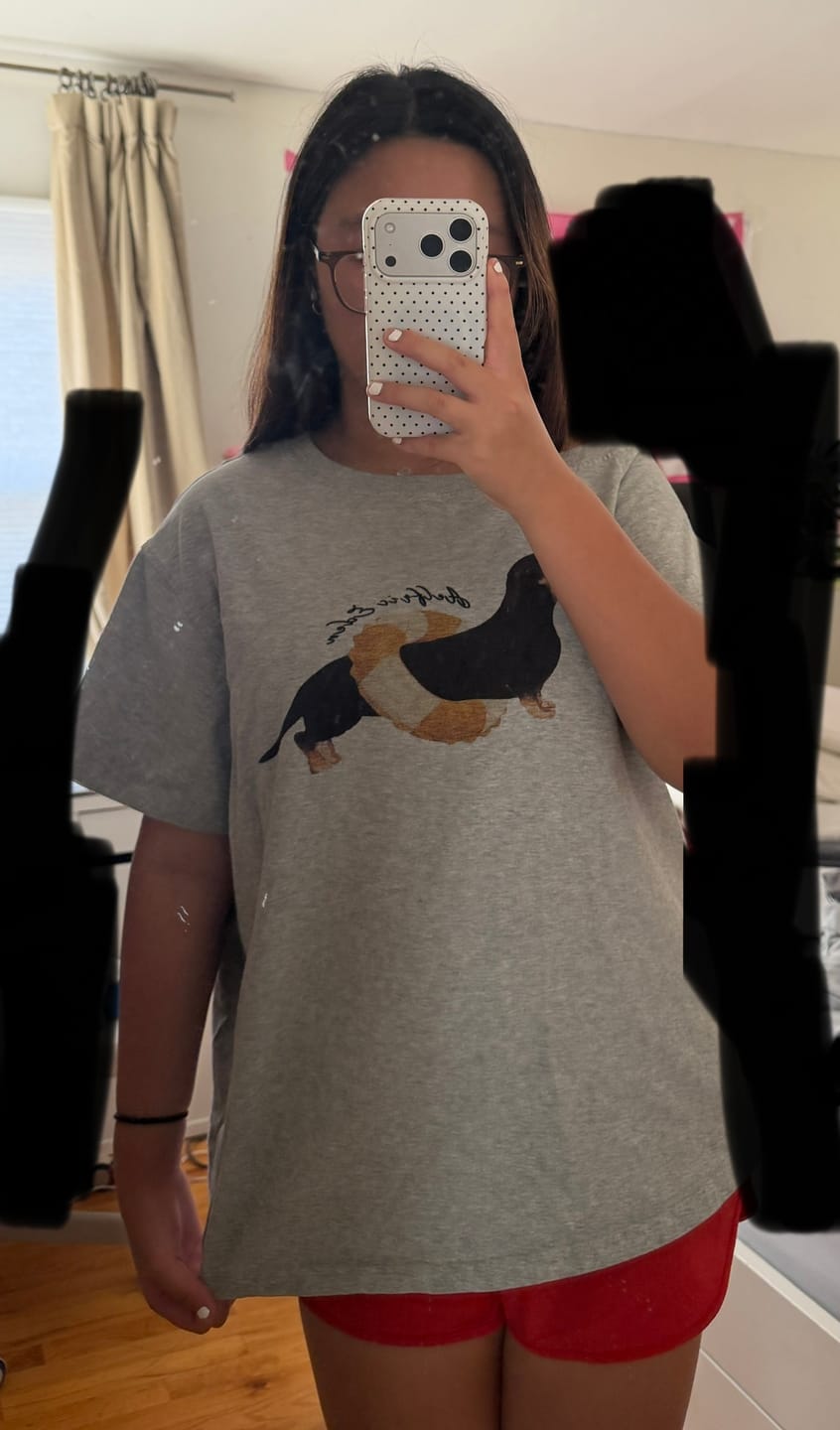 Customer photo review of Aelfric Eden Dachshund Off-The-Shoulder Tee