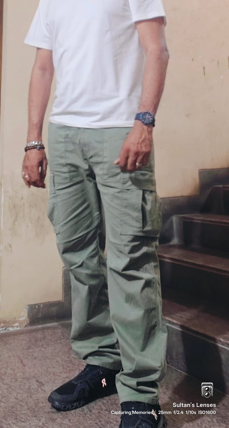 Customer photo review of Olive Cotton Cargo Pant