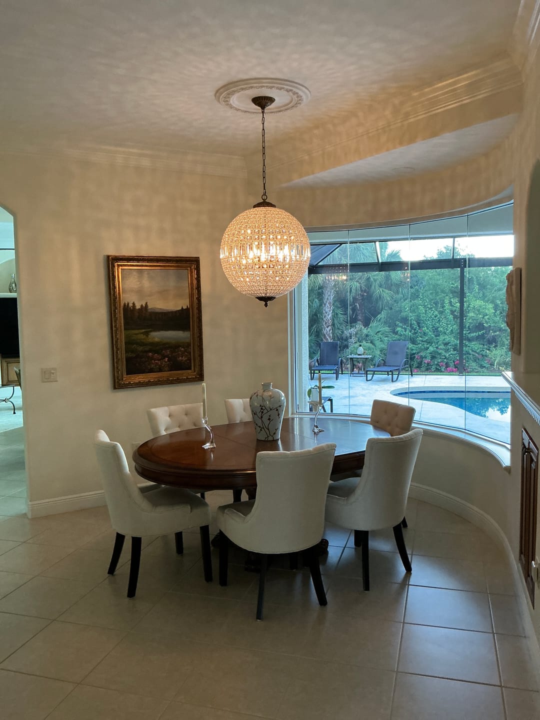 Customer photo review of French Antique Brass Crystal Globe Chandelier