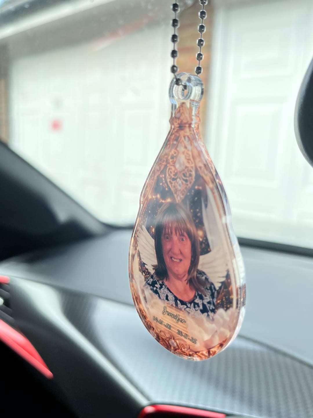 Customer photo review of Custom Photo Car Ornament - Personalized Memorial Sympathy Gifts For Loss Of Mom, Dad