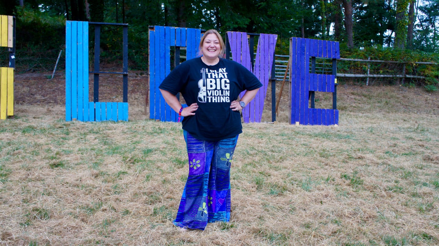 Customer photo review of I Play That Big Violin Thing T-Shirt