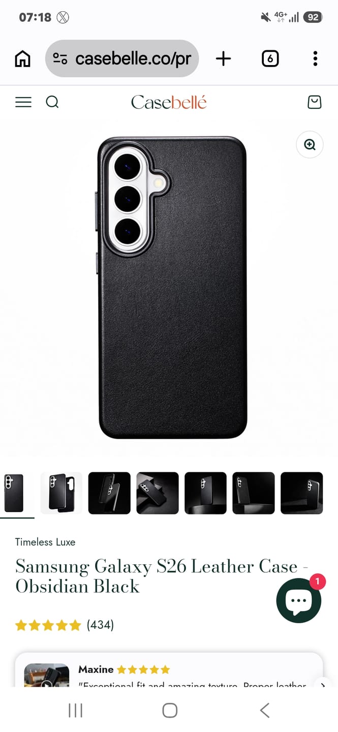 Customer photo review of Samsung Galaxy S26 Leather Case - Obsidian Black
