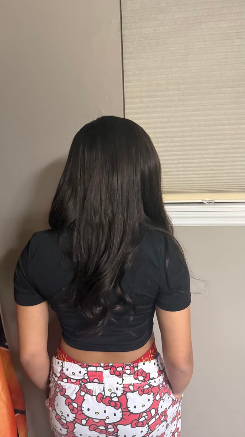 Customer photo review of 13x13cm Human Hair Toppers Mono Base Darkest Brown #2