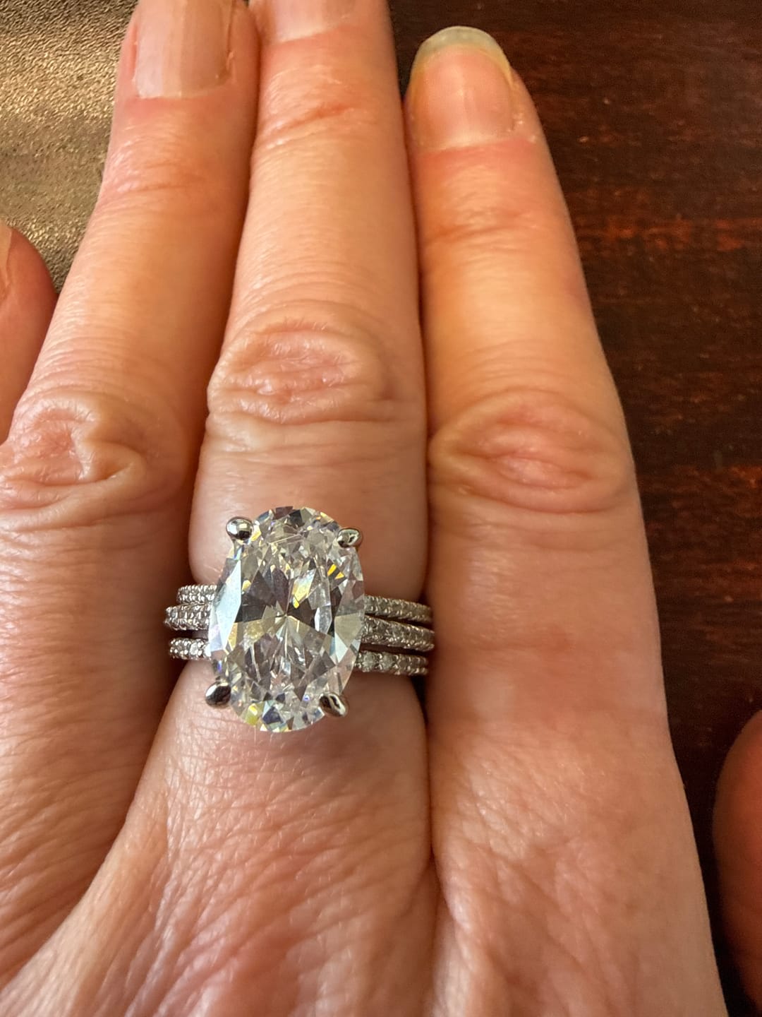 Customer photo review of Pave CZ Eternity Ring in Sterling Silver