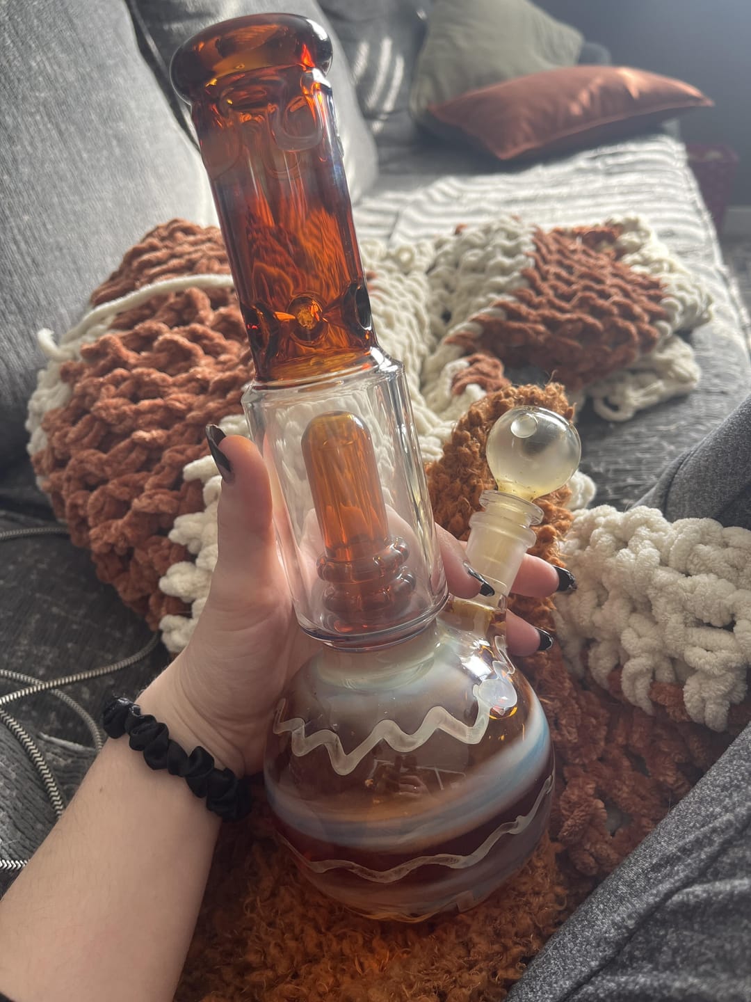 Customer photo review of AMBER SWIRL BONG