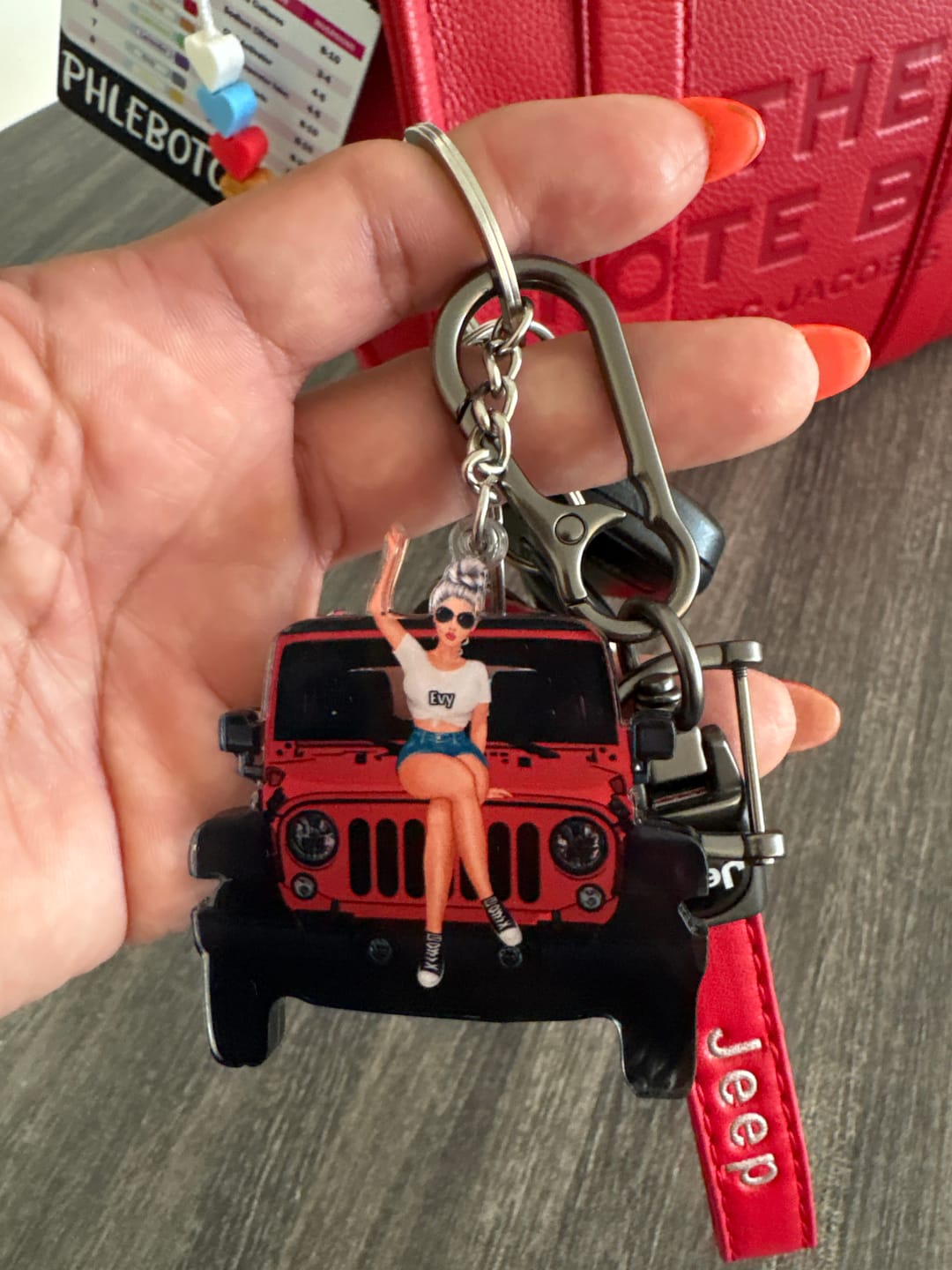 Customer photo review of Personalized A Girl With Off-Road Car And Dog Keychain Gift For Journey Girls