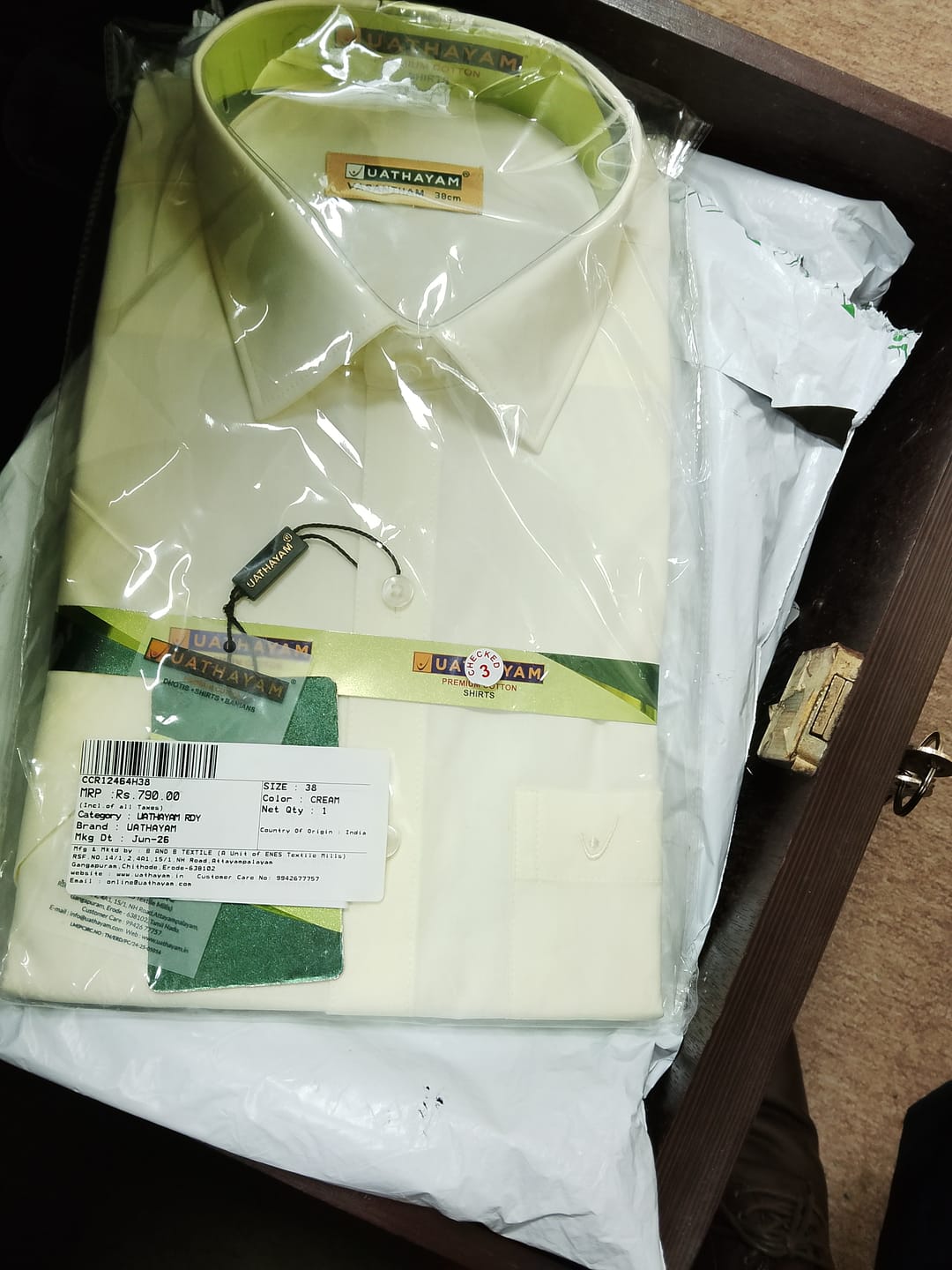 Customer photo review of Vasantham - Cream Shirts For Men | Uathayam