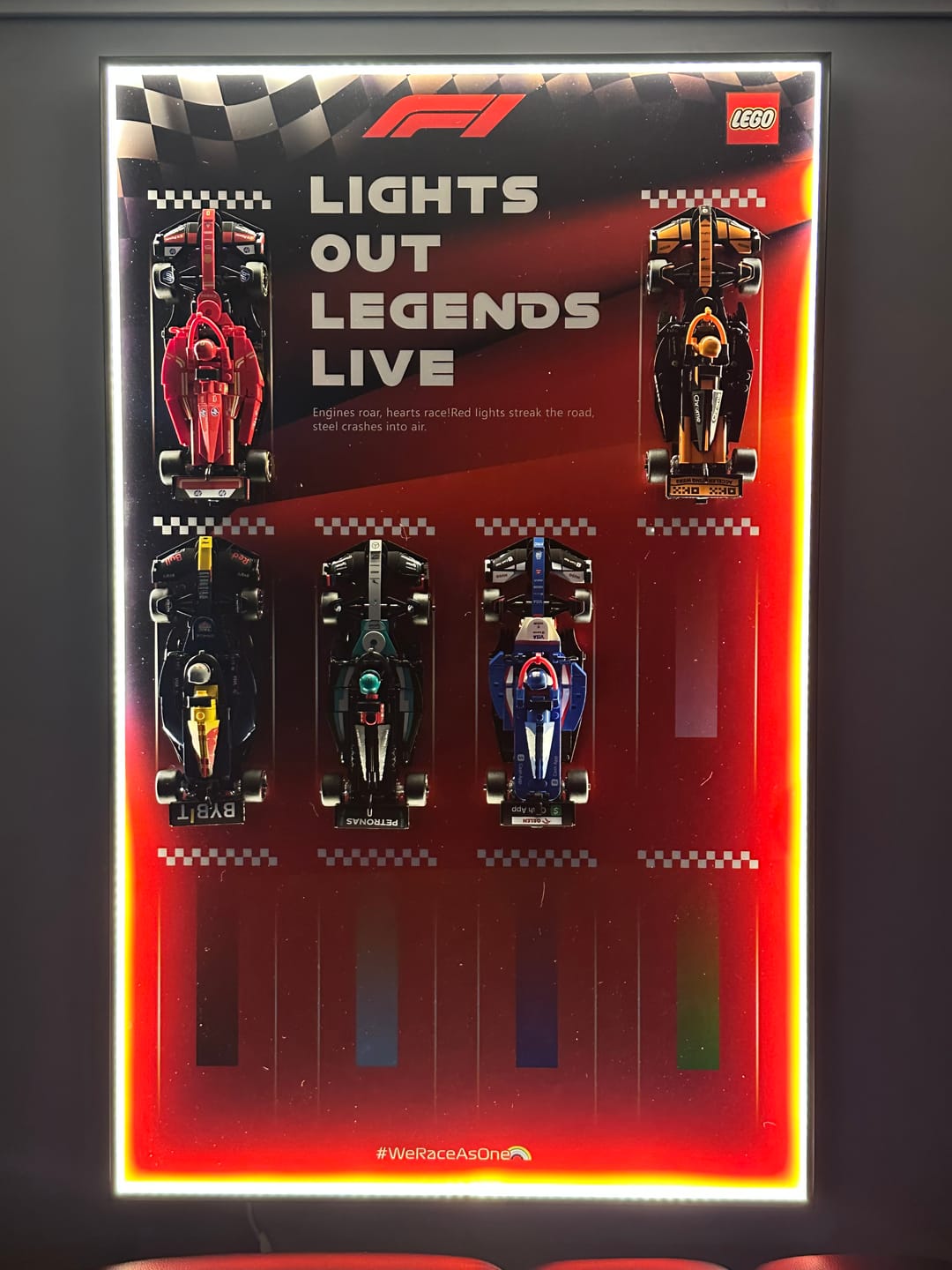 Customer photo review of LEGO™ LED Wall-Mount Frame for Speed Champions F1 10-Car Race Car – Team Edition