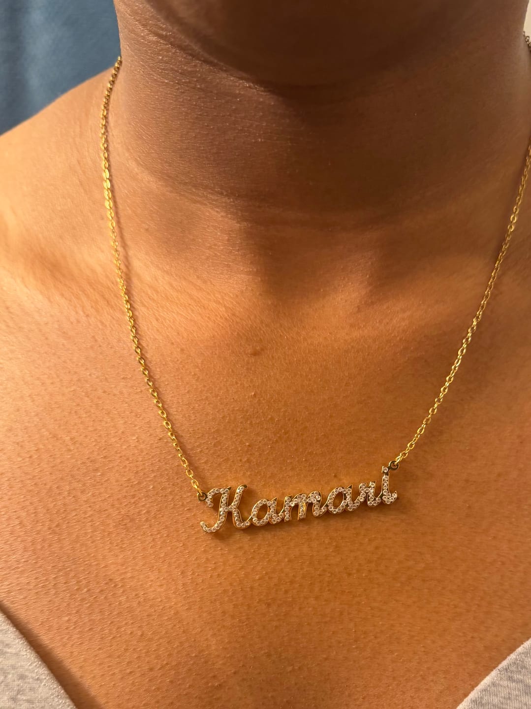 Customer photo review of Iced Name Necklace