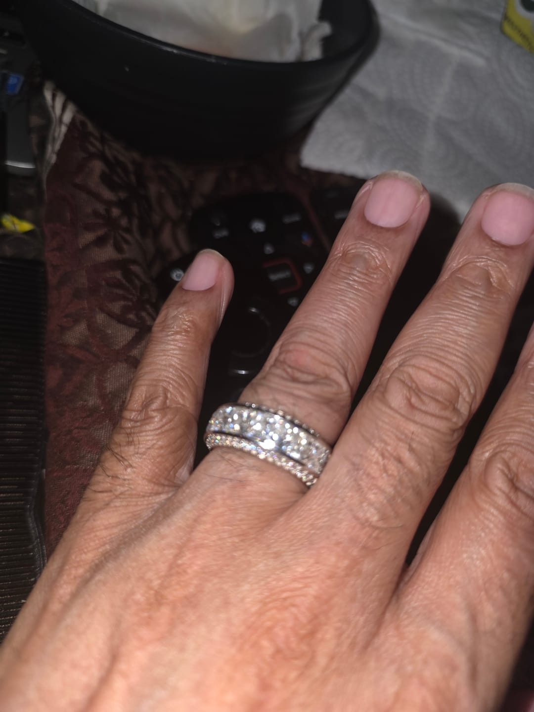 Customer photo review of Bold Multi-Row Princess Cut Anniversary Band