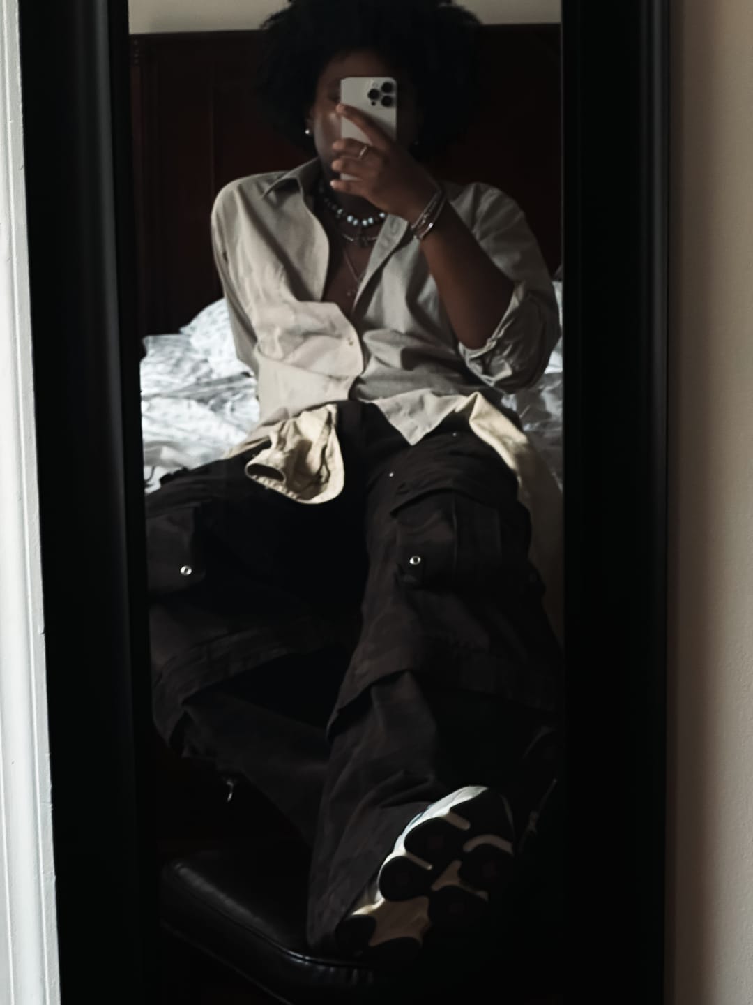 Customer photo review of Personsoul Brown Camo Overalls with Zip-Off Legs