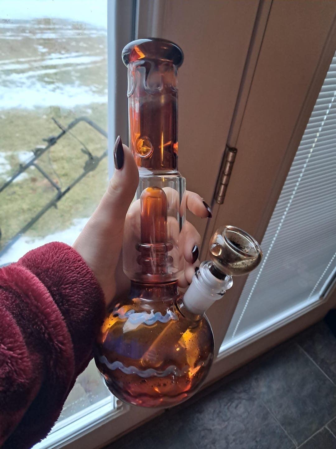 Customer photo review of AMBER SWIRL BONG
