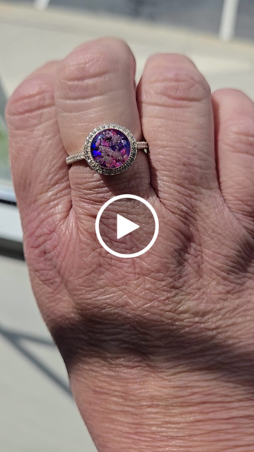 Customer video review of Bedazzled Circle Opal Cremation Ring