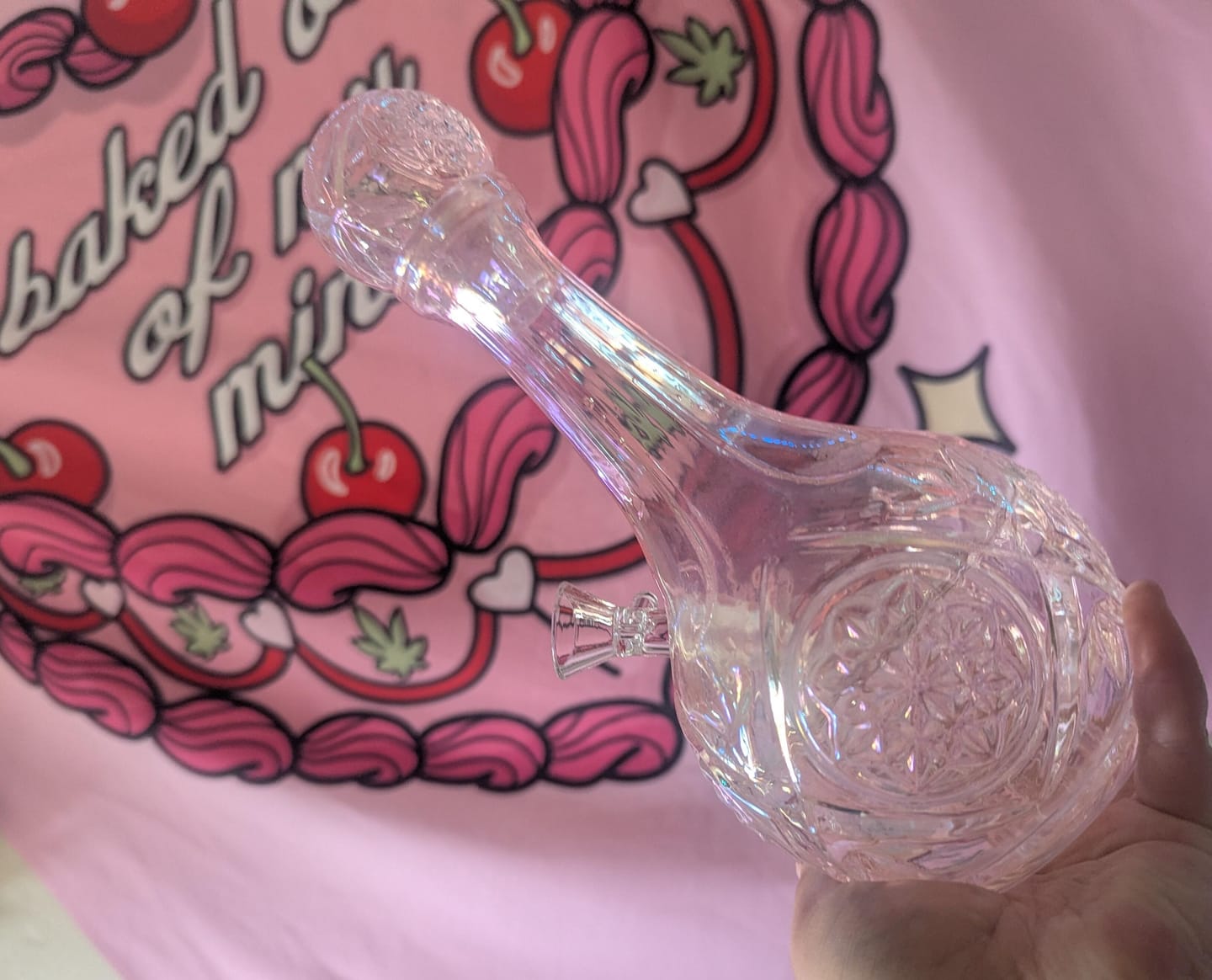 Customer photo review of DECANTER BONG - PINK IRIDESCENT