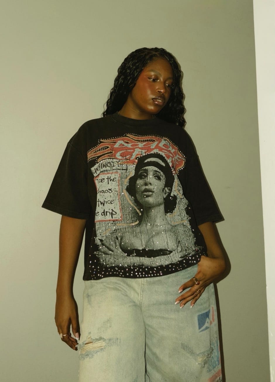 Customer photo review of 90s Grunge Bling Waffle Tee-566