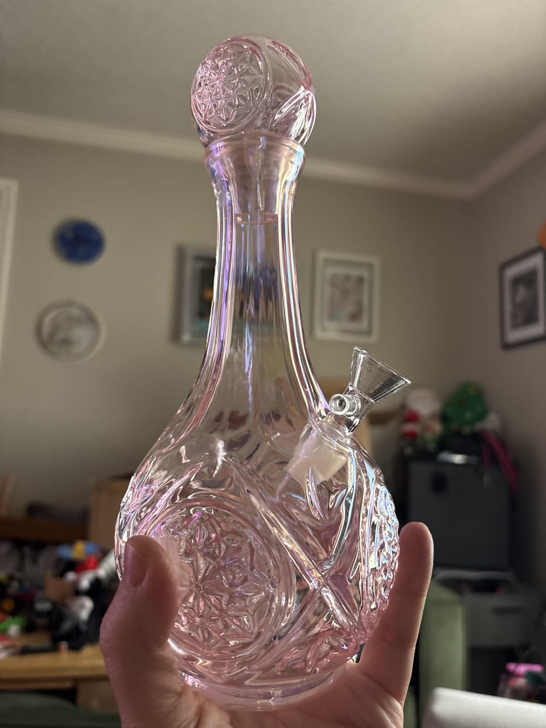 Customer photo review of DECANTER BONG - PINK IRIDESCENT