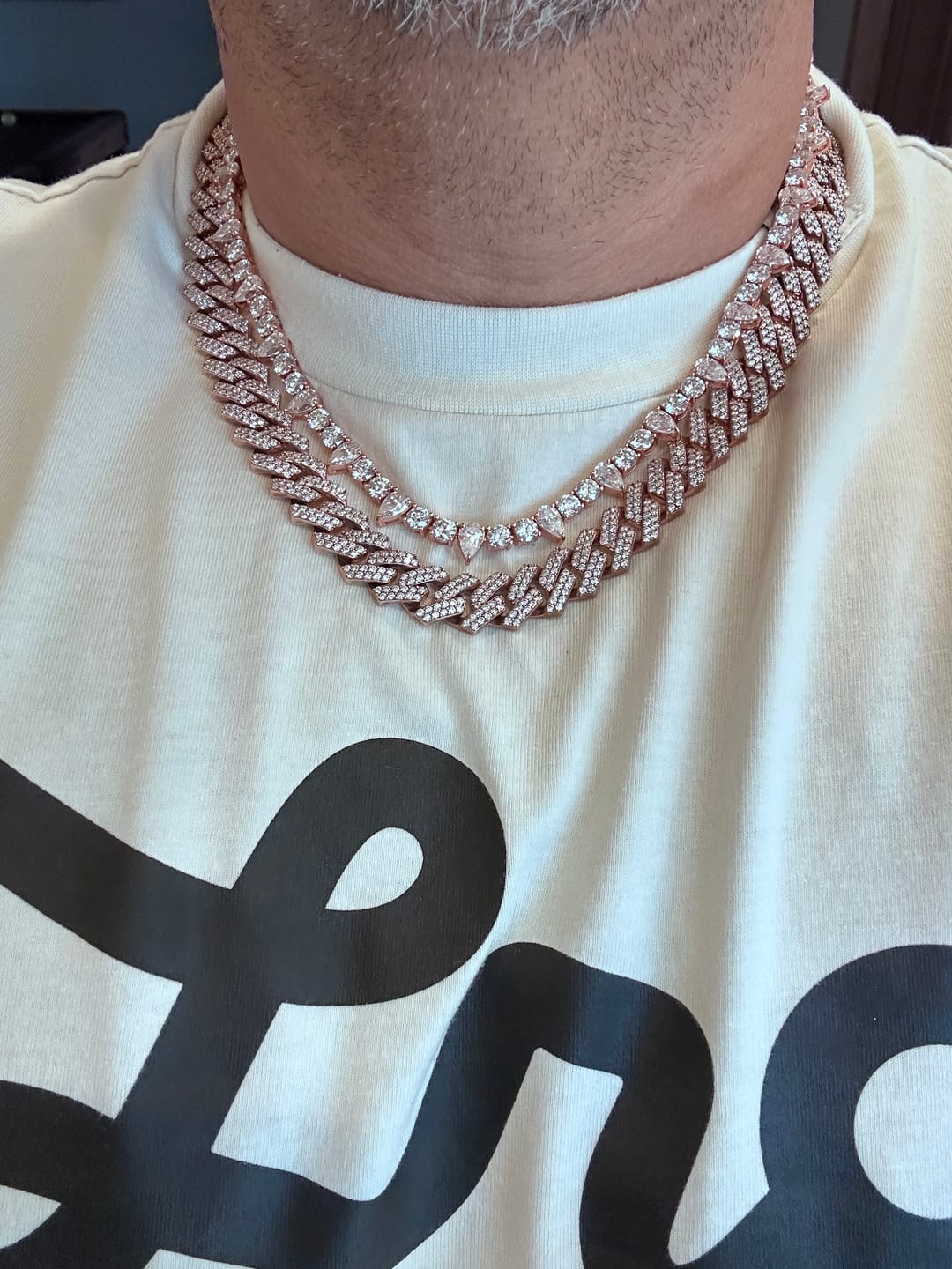 Customer photo review of Moissanite Diamond Spike Tennis Chain 5MM 925 Sterling Silver