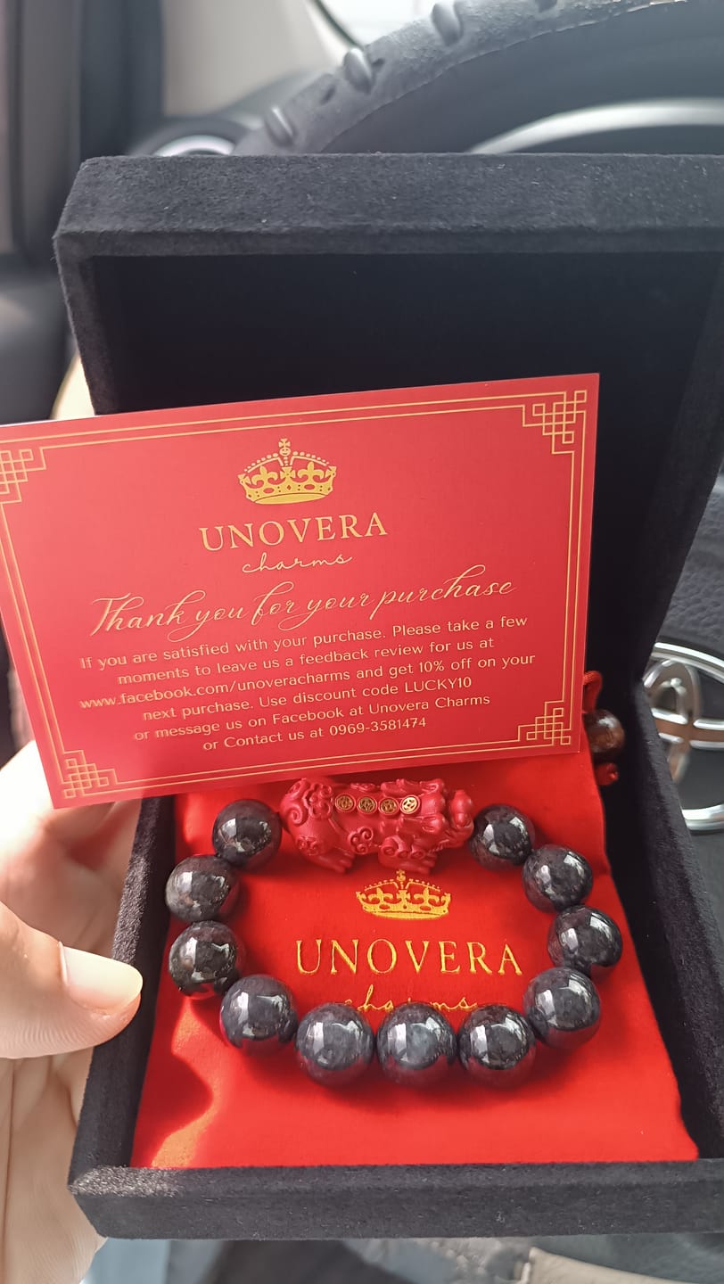 Customer photo review of Black Jade (Premium) w/ Cinnabar Piyao for Wealth, Health & Success