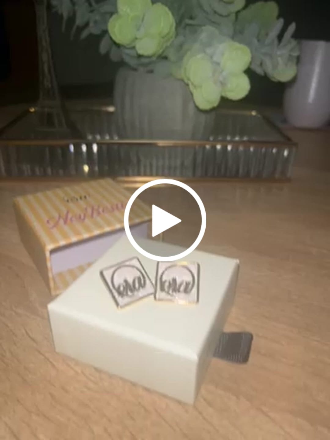 Customer video review of Gold Pearl Square Earrings
