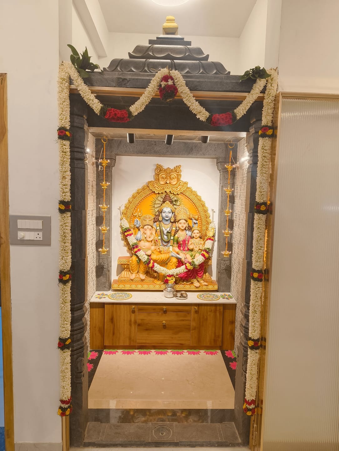 Customer photo review of Shiva Parivar Wall Mural 4.5x4ft | Lord Shiva Family Sculpture for Home & Temple