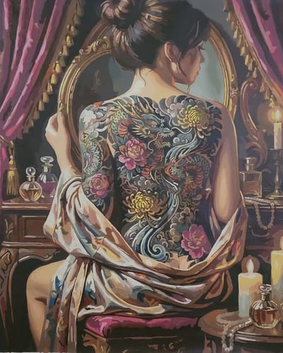 Customer photo review of Dragon Tattoo Vanity Mirror (80 Color Paint by Numbers)