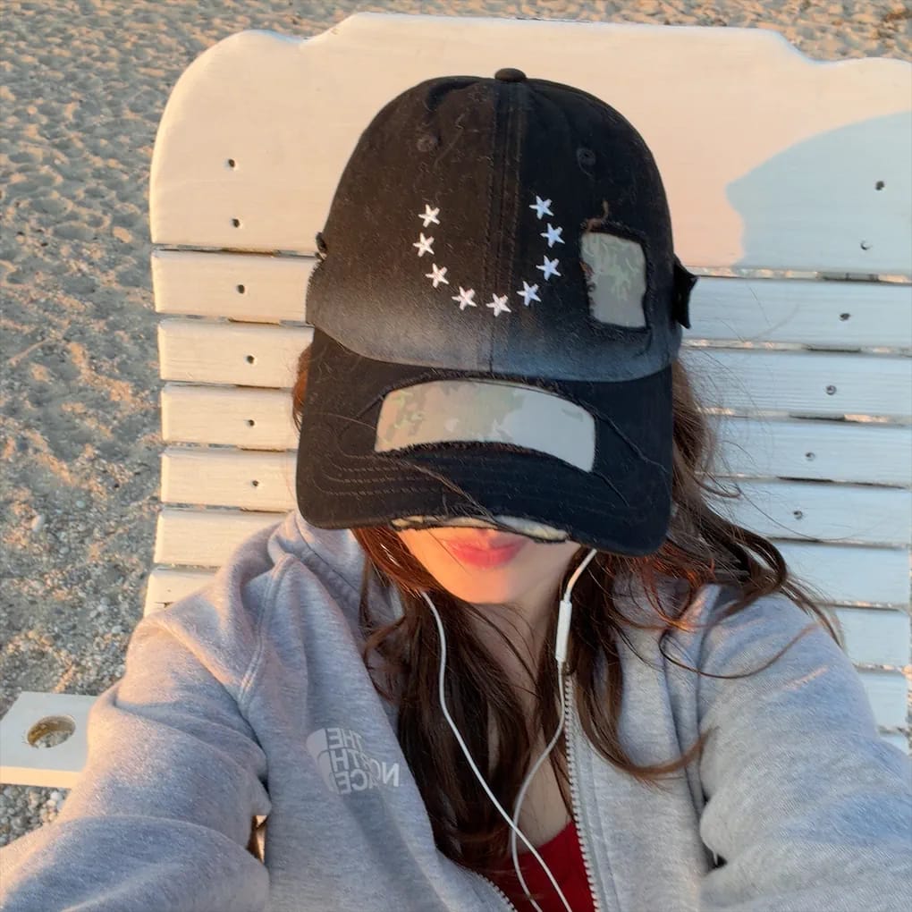 Customer photo review of Star Patch Distressed Cap