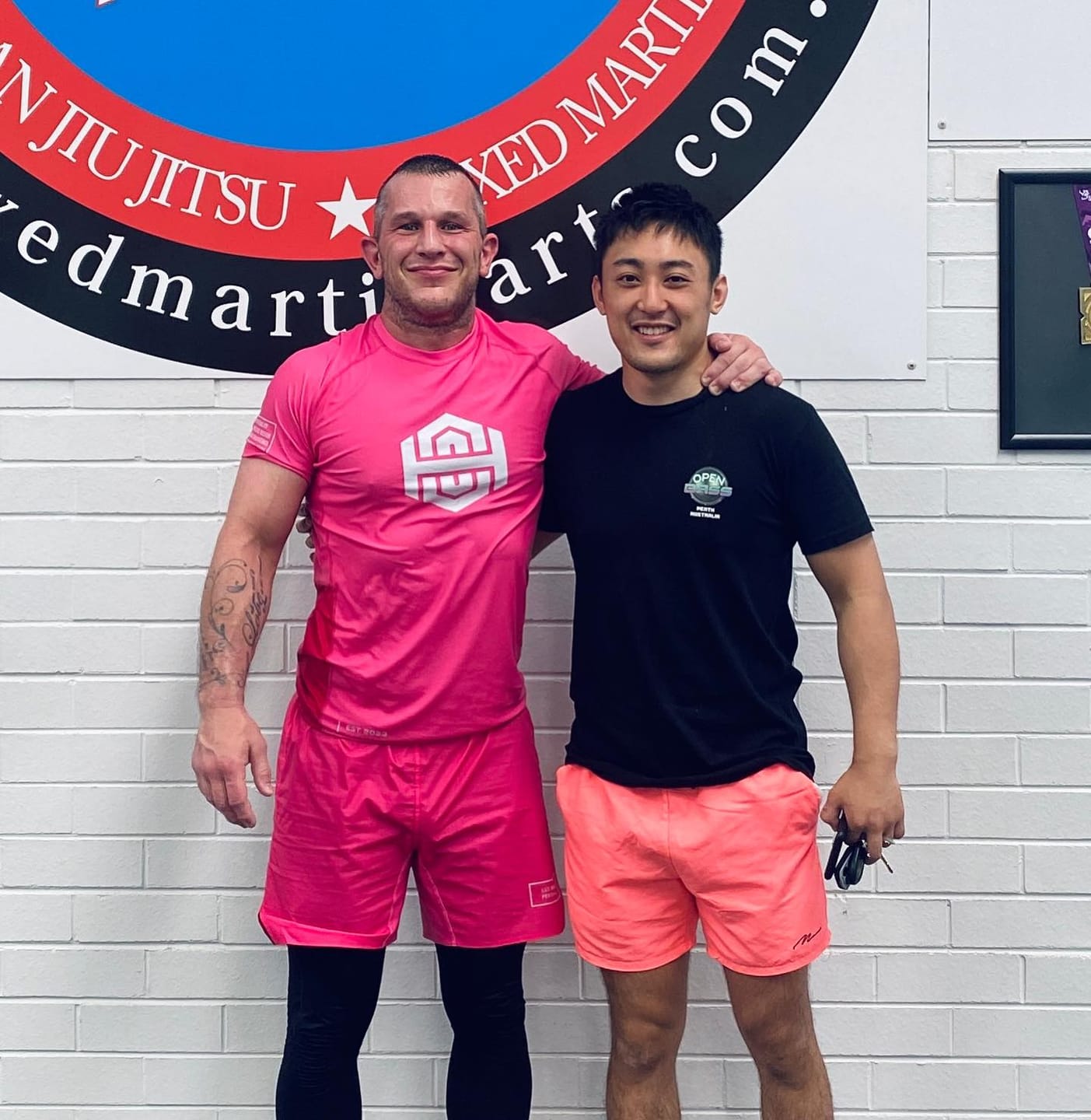 Customer photo review of Batch 01 SS BJJ Rash guard - Neon Pink