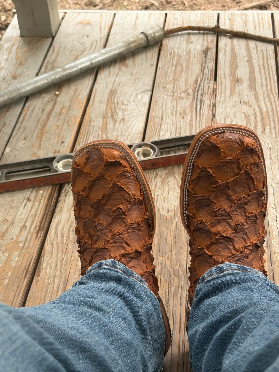 Customer photo review of Cowboy Boot Cognac Pirarucu Bass